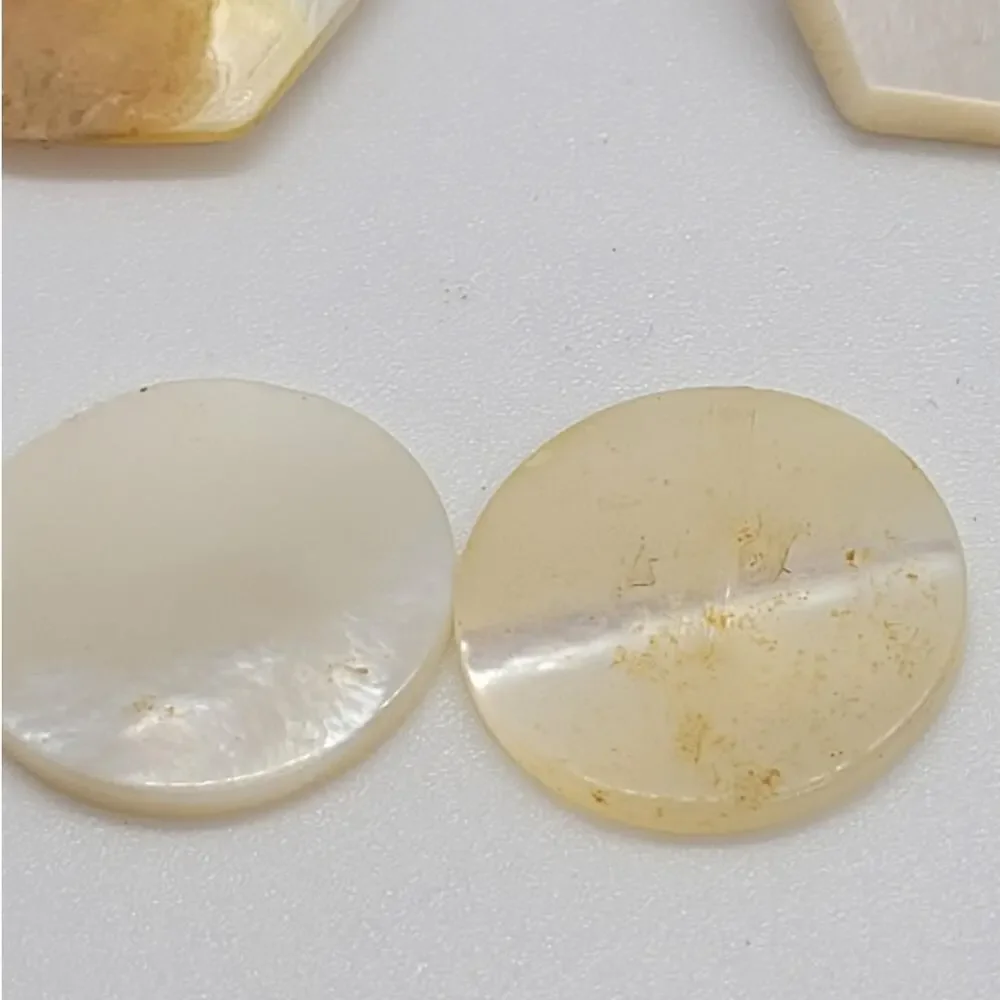 Vintage Mother Of Pearl Hexagon Brooch Shell Button Craft Lot Coastal Jewelry